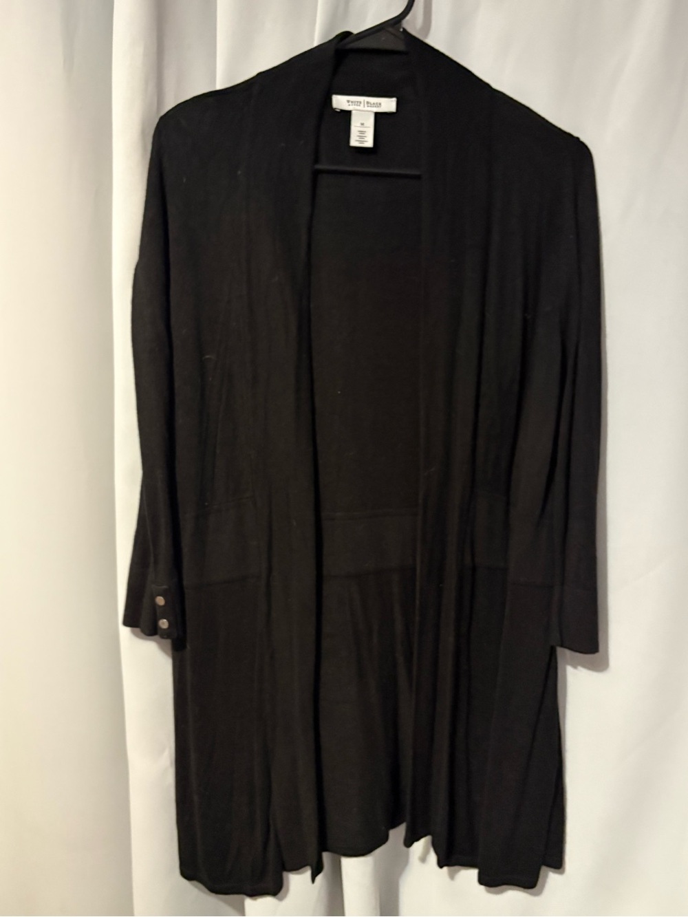 White House Black Market Black Long Open-Front Cardigan
